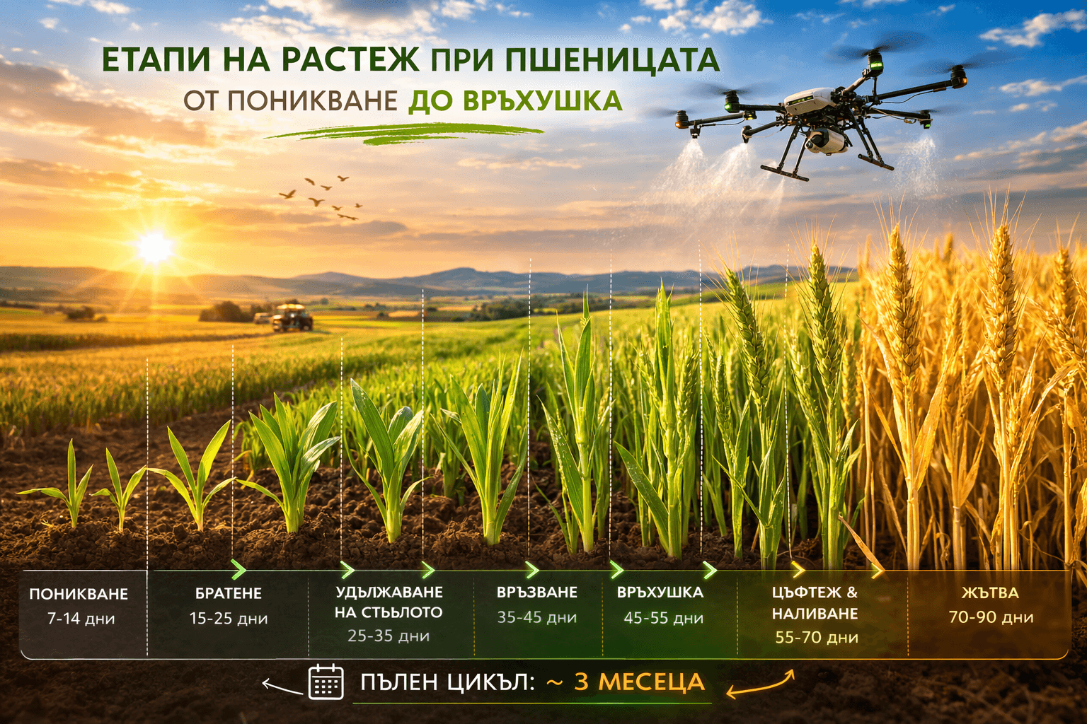 Кога се пръска пшеница – пълен календар и препоръки за 2026